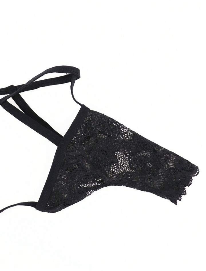 Men's Fashionable Black Lace Enhancing Seamless Men's Underwear